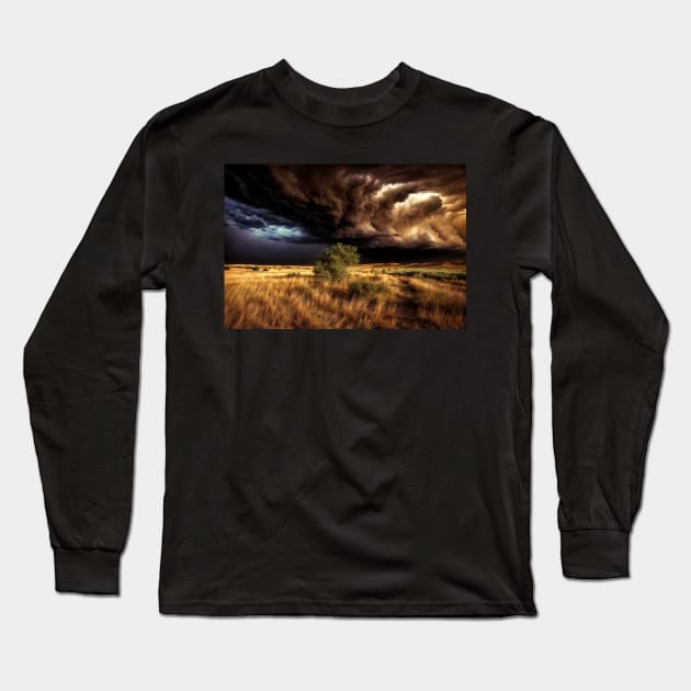 A Large Storm Cell Out on the Plains - Landscape Long Sleeve T-Shirt by jecphotography